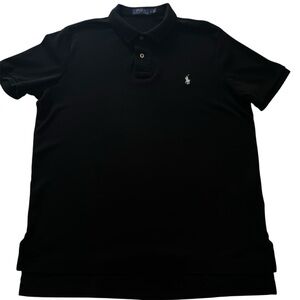 Dark Black Collared Button Up Polo by Ralph Lauren with the White Pony. Size=L.